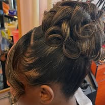 Elegant updo with highlights